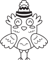 pájaro feliz dibujado a mano con ilustración de sombrero de navidad png