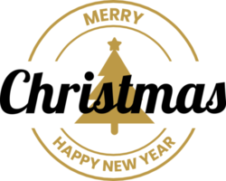 Merry Christmas and happy new year lettering and quote illustration png