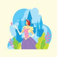 Beautiful Princess with a Butterfly vector