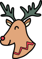 Hand Drawn cute happy reindeer face illustration png