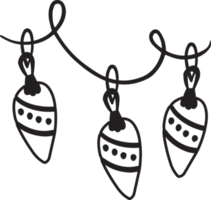 ilustração de lâmpadas de decoração de natal desenhada à mão png