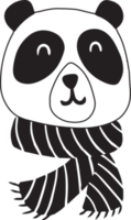 ilustração de panda e cachecol desenhada à mão png