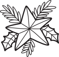 dibujado a mano ilustración de estrellas y ramos de navidad png