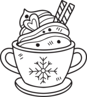 cacau de natal desenhado à mão com ilustração de caneca de café marshmallow png