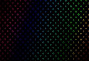 Dark multicolor, rainbow vector background with cards signs.