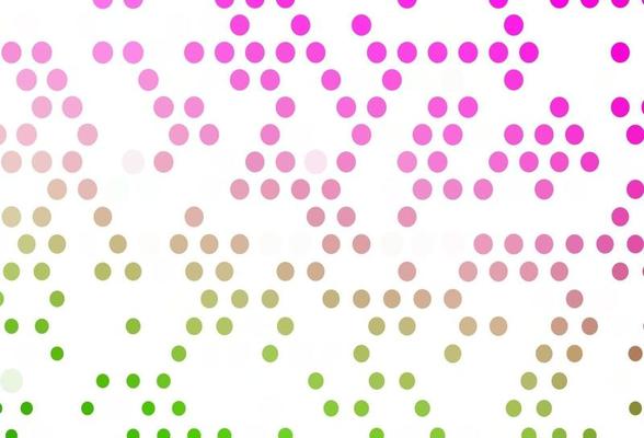 Light Pink, Green vector background with bubbles.