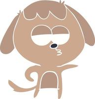 perro aburrido de dibujos animados de estilo de color plano vector