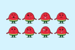 Set kawaii watermelon cartoon character expression vector