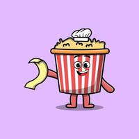 Cute cartoon Popcorn chef with menu in hand vector