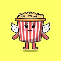 Cute cartoon Popcorn character wearing wings vector