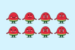 Set kawaii watermelon cartoon character expression vector