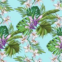 Illustration exotic tropical flower pattern background photo