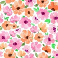 Illustration Seamless watercolor Pattern with Orange pink flower photo