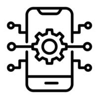 Grab this outline icon of mobile automation vector