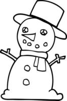 line drawing cartoon snowman vector