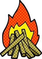 cartoon doodle camp fire vector