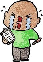 cartoon crying man with clipboard vector