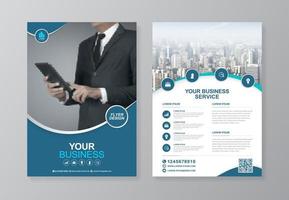 Corporate business cover, back page a4 template and flat icons for a report and brochure design, flyer, banner, leaflets decoration for printing and presentation vector illustration