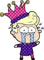 cartoon crying man in party hat vector