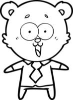 laughing teddy  bear cartoon in shirt and tie vector