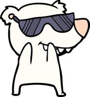 cartoon bear wearing sunglasses vector