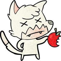 cartoon dead fox with apple vector