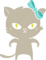 cute flat color style cartoon cat vector