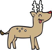 cartoon doodle happy reindeer vector