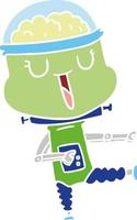 happy flat color style cartoon robot vector