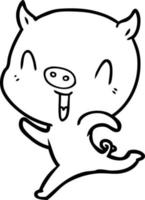 happy cartoon pig running vector