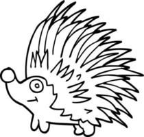 line drawing cartoon spiky hedgehog vector