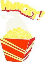 flat color illustration of a cartoon fresh popcorn vector