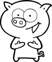 cheerful pig cartoon vector