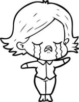 cartoon girl crying vector