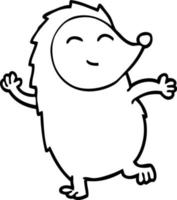 line drawing cartoon dancing hedgehog vector