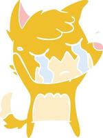 crying fox flat color style cartoon vector