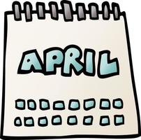 caricatura, garabato, calendario, actuación, mes de abril vector