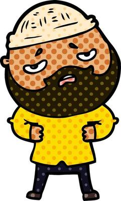 cartoon worried man with beard