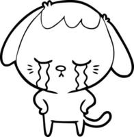 cute puppy crying cartoon vector