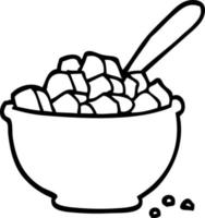 line drawing cartoon bowl of cereal vector