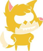 flat color style cartoon grinning fox vector