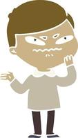 flat color style cartoon angry man vector