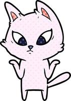 confused cartoon cat shrugging shoulders vector