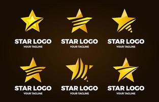 Gold Star Logo Set Collection vector