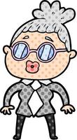 cartoon office woman wearing spectacles vector