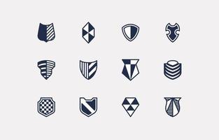 conjunto de iconos de escudo medieval simple 2 vector