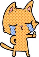 crying cartoon cat vector