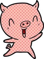 happy cartoon pig vector