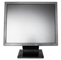 front view of old used black LCD monitor isolated photo