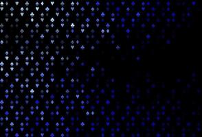 Dark BLUE vector background with cards signs.